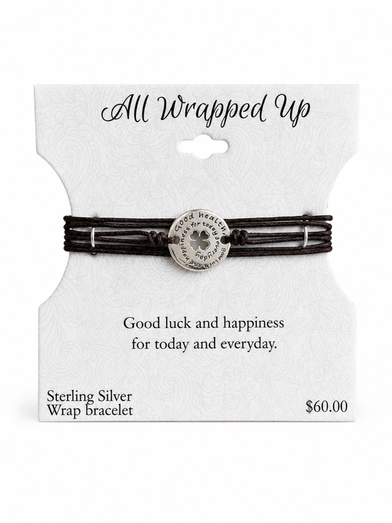 All Wrapped Up Jewelry - All Wrapped Up Sterling Silver Clover Wrap Bracelet Adjustable Good Luck NWT